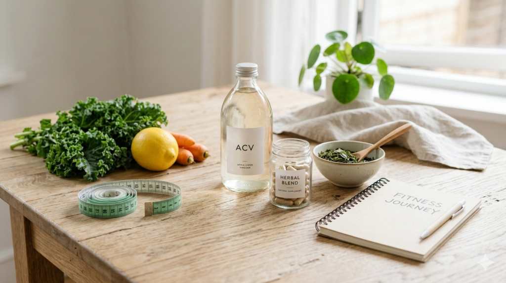 Herbal capsules and natural ingredients representing the Best Natural Weight Loss Supplements 2026